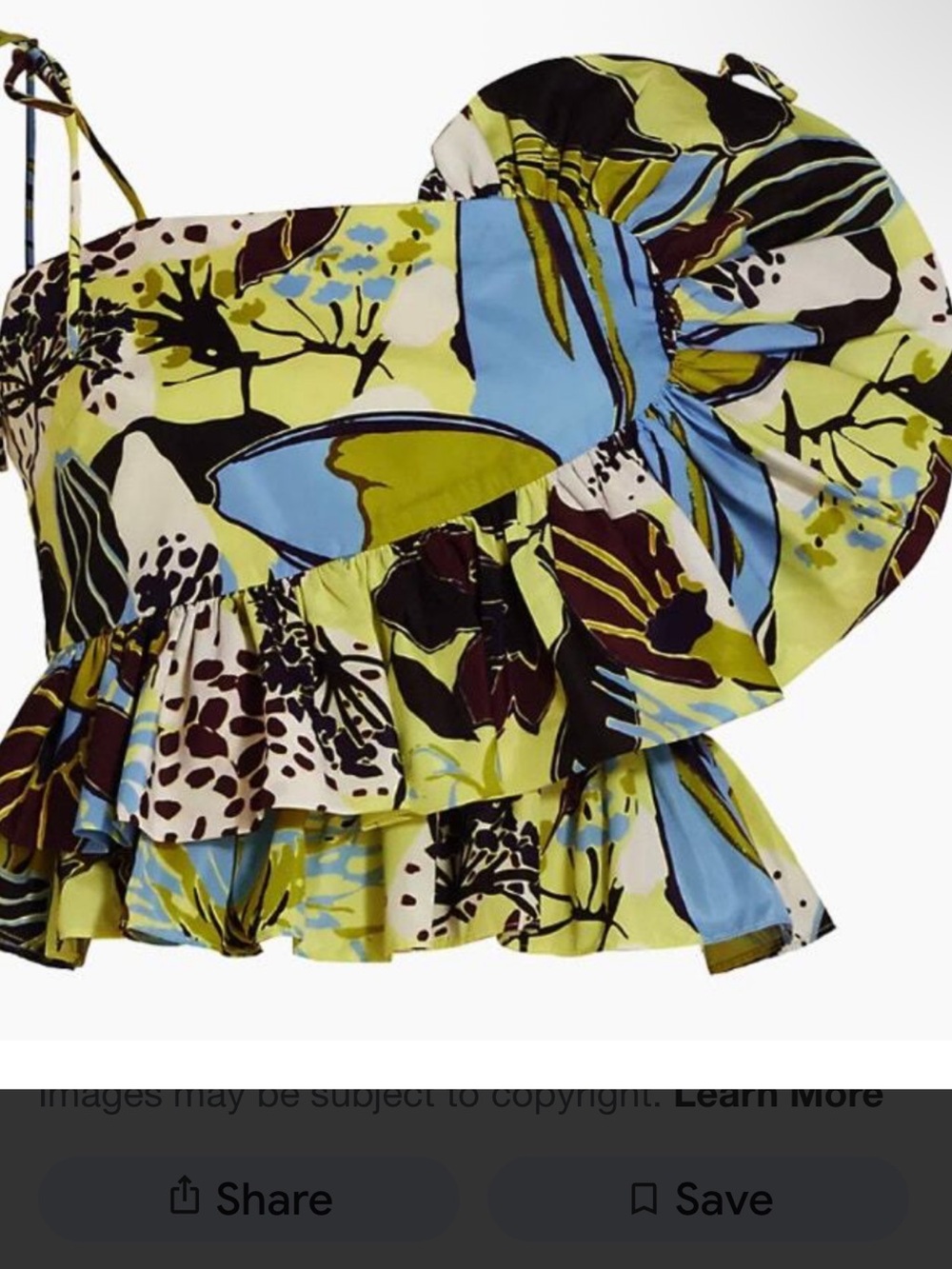 Tanya Taylor Lime Green, Sky Blue & Black Floral Ruffle Crop Top
NWT
